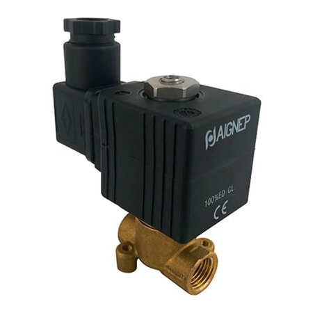 Aignep USA Fluidity 02F Direct-Acting Solenoid Valve, 2/2 NC, NBR Seal, 3/8 NPTF, 3 Mm, 12V DC